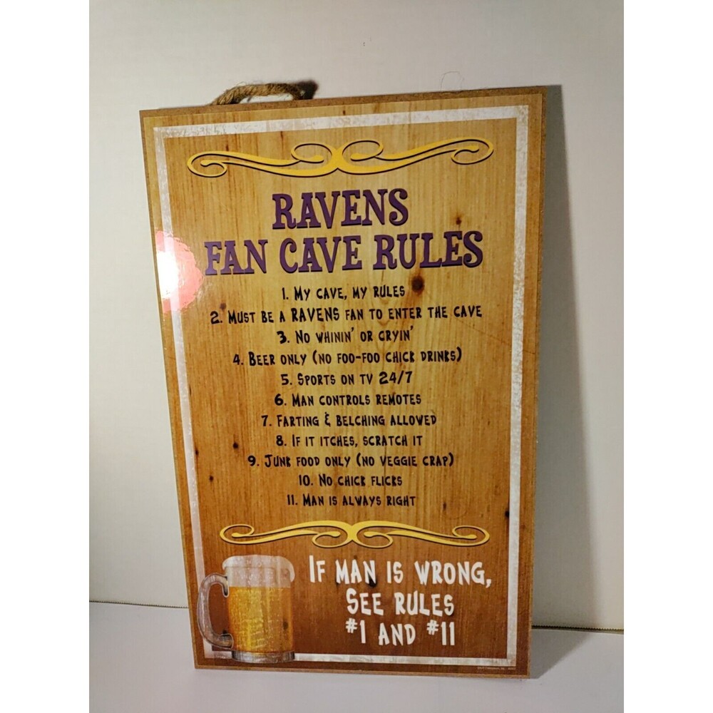Ravens Fan Cave Rules Sign